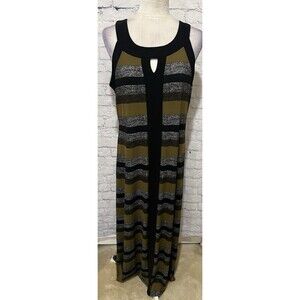 Elie McCarthy Sleeveless Maxi Dress Womens Large Stripe Keyhole Neck